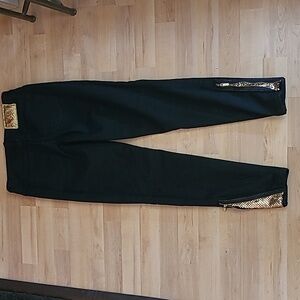 Baby Phat Gold Sequin Black Stretch Skinny Zip Jeans